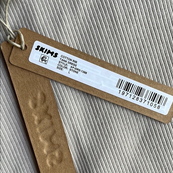 SKIMS Stretch Cotton Rib Tank Dress - STONE - size Large - Picture 7 of 14